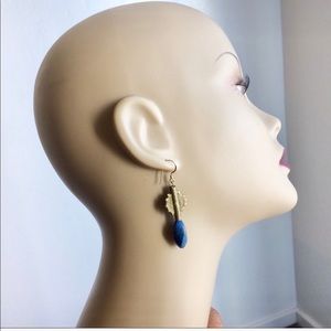 @wirequeen Jewelry - Lapis Lazuli Earrings African Brass Baolayue @wirequeen Jewelry - Lapis Lazuli Earrings African Brass Baolayue